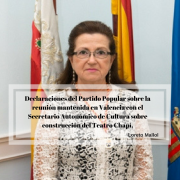 Declaraciones del Partido Popular sobre la reunión mantenida en Valencia con el Secretario Autonómico de Cultura sobre construcción del Teatro Chapí.