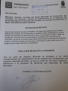 Compromís pide seguridad en las zonas de acceso al Pabellón